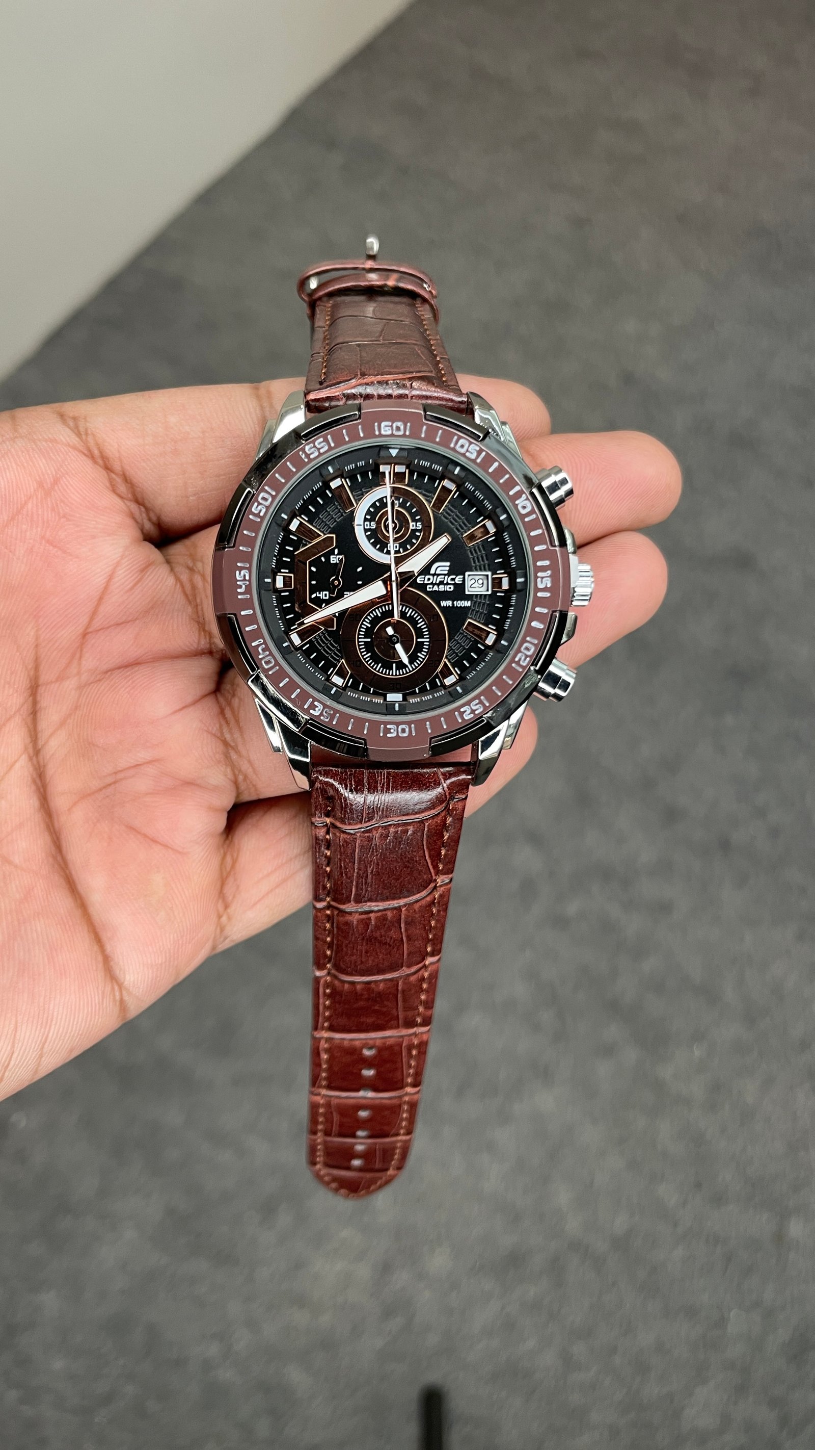 Edifice Chronograph Working Leather Strap