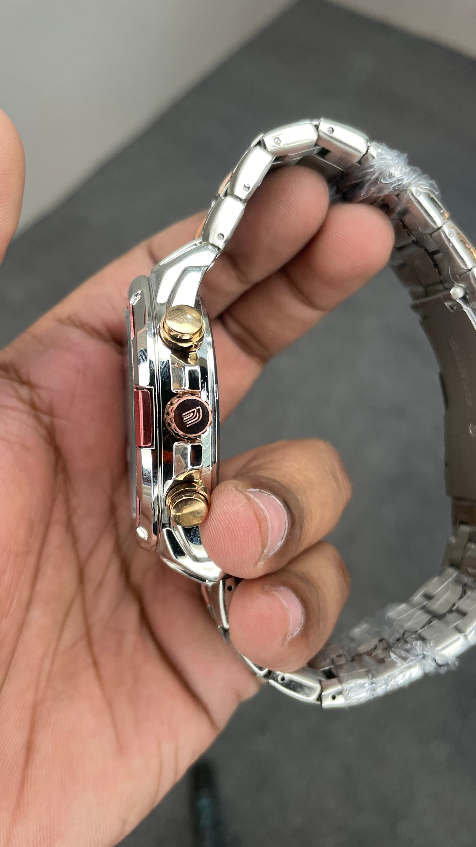 Edifice Chronograph Working Rose Gold Silver White Dial