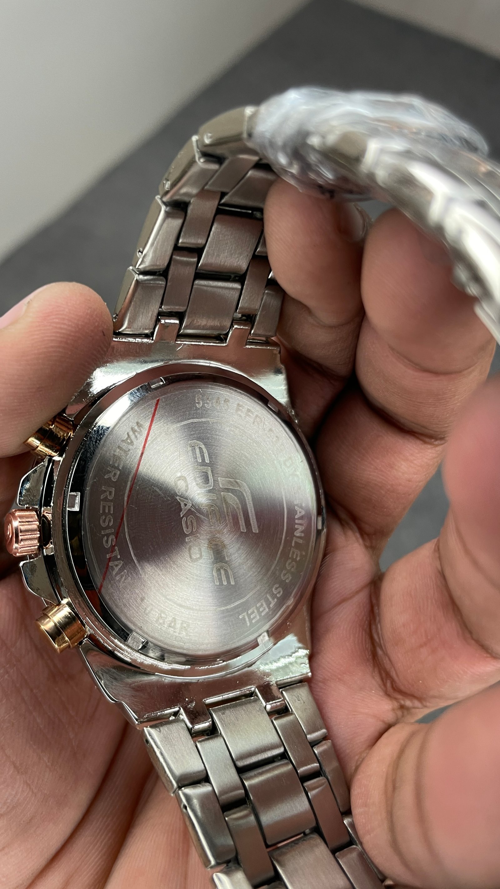 Edifice Chronograph Working Rose Gold Silver White Dial