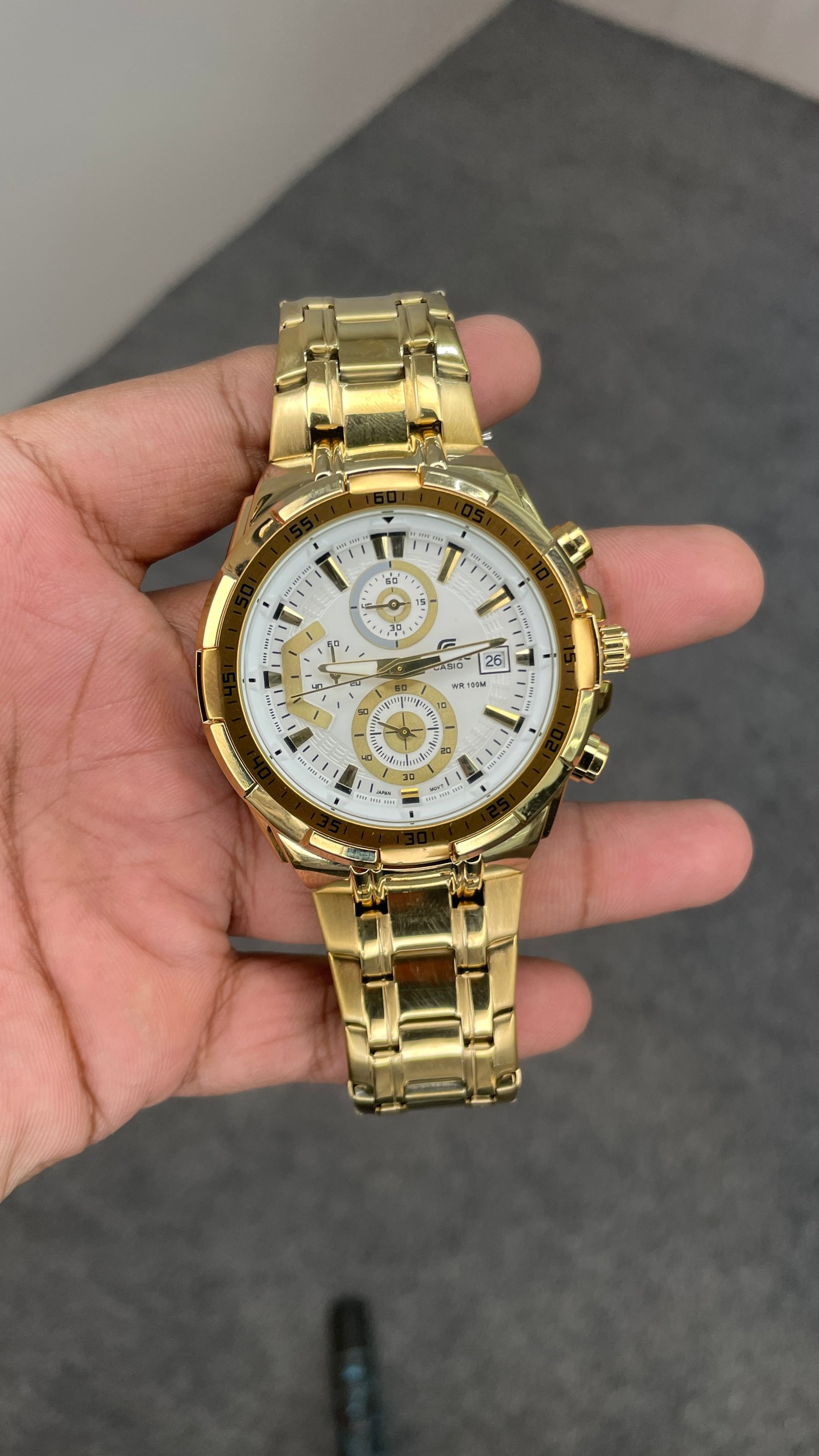 Edifice Chronograph Working Golden White Dial