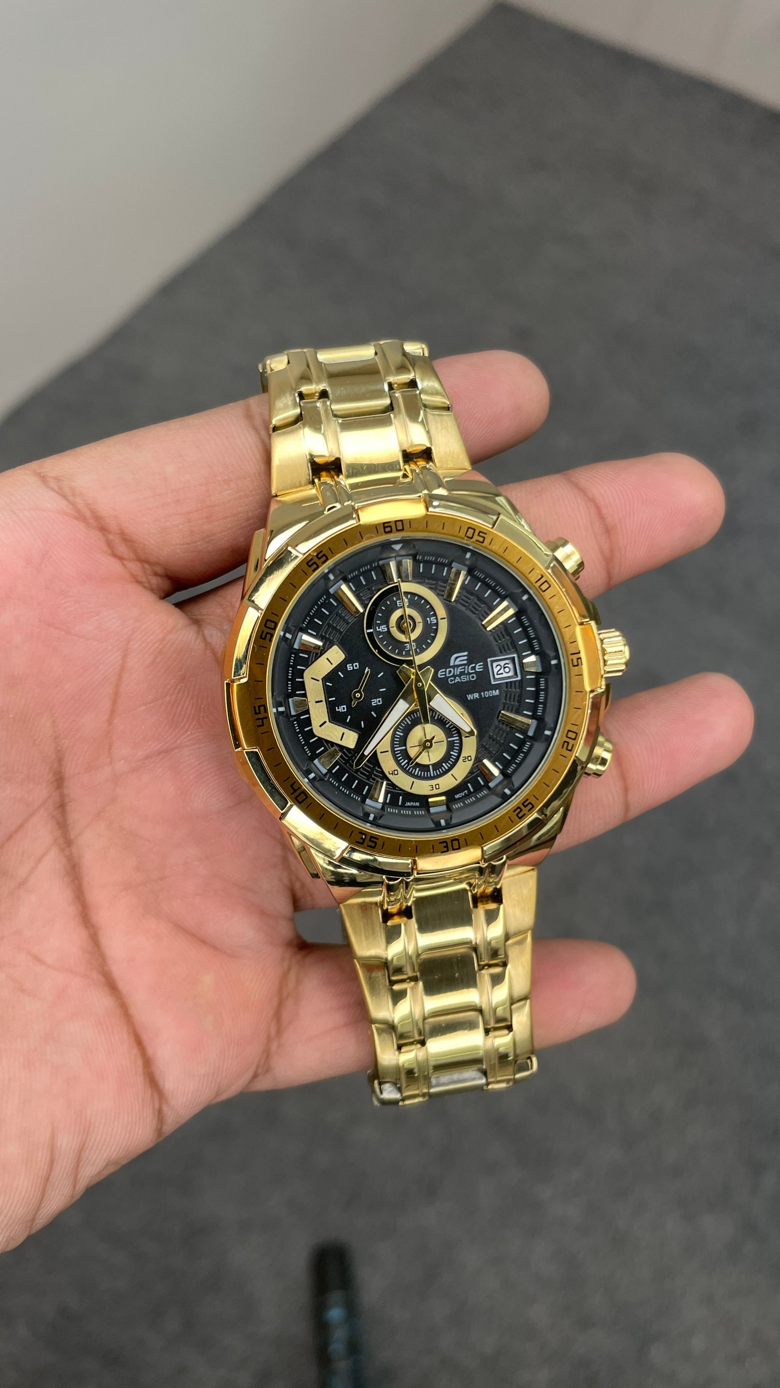 Edifice Chronograph Working Golden Black Dial