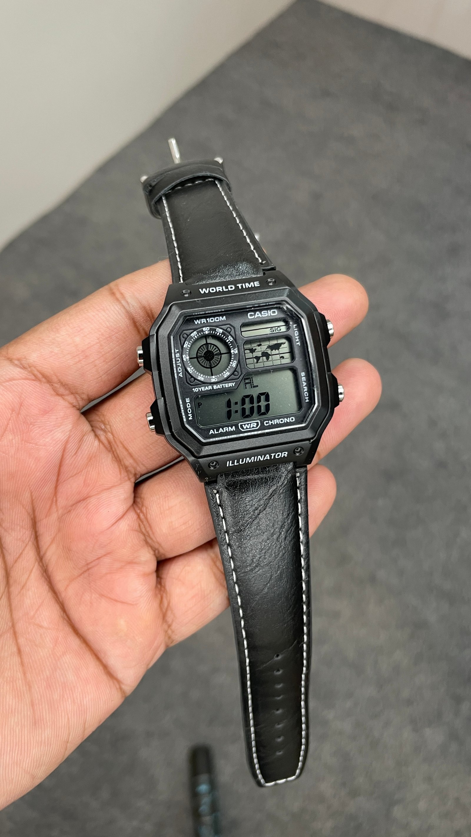 Casio AE 1200 leather Black