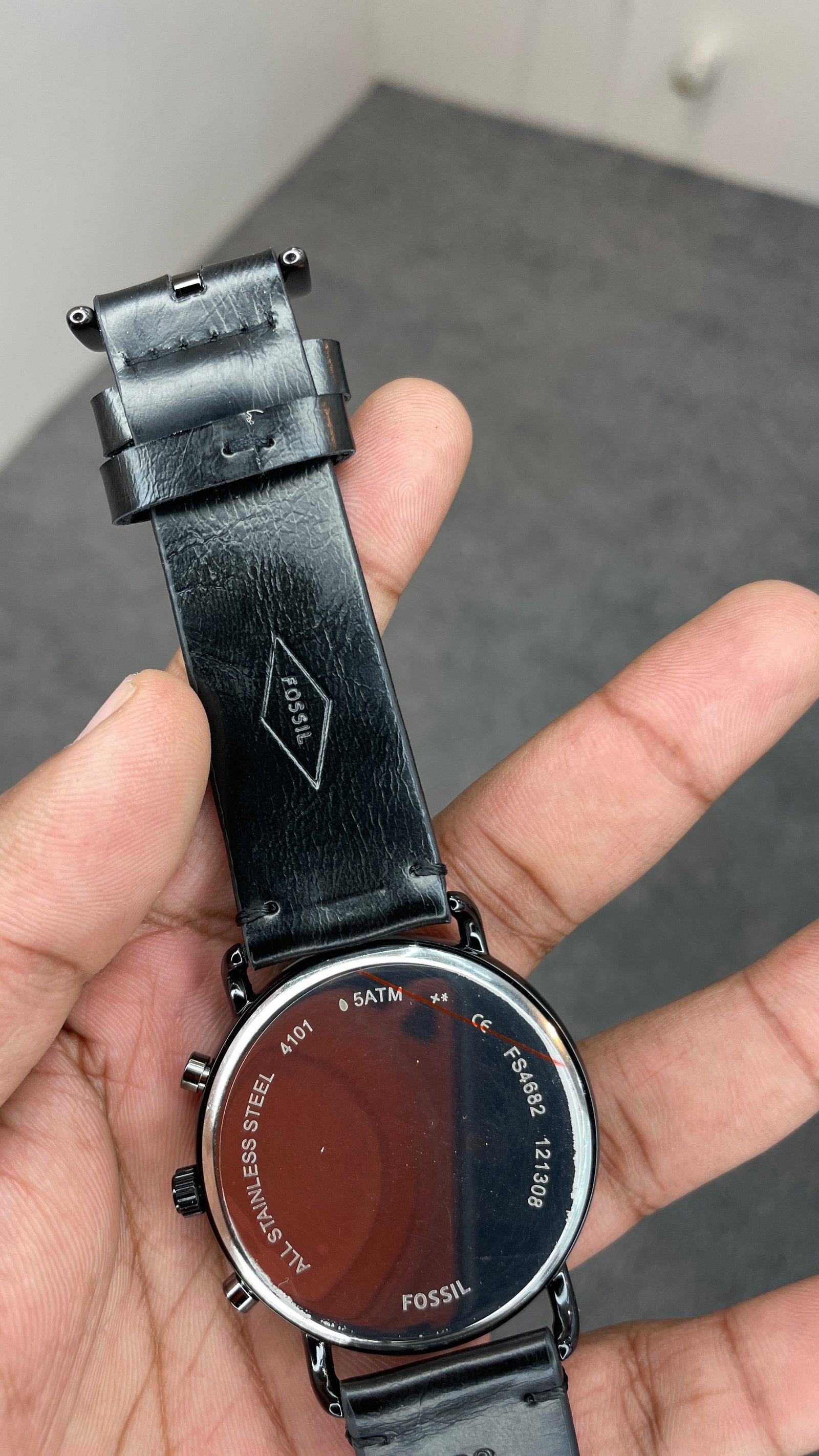 Fosssil Black Leather Slim Watch Chronograph Working