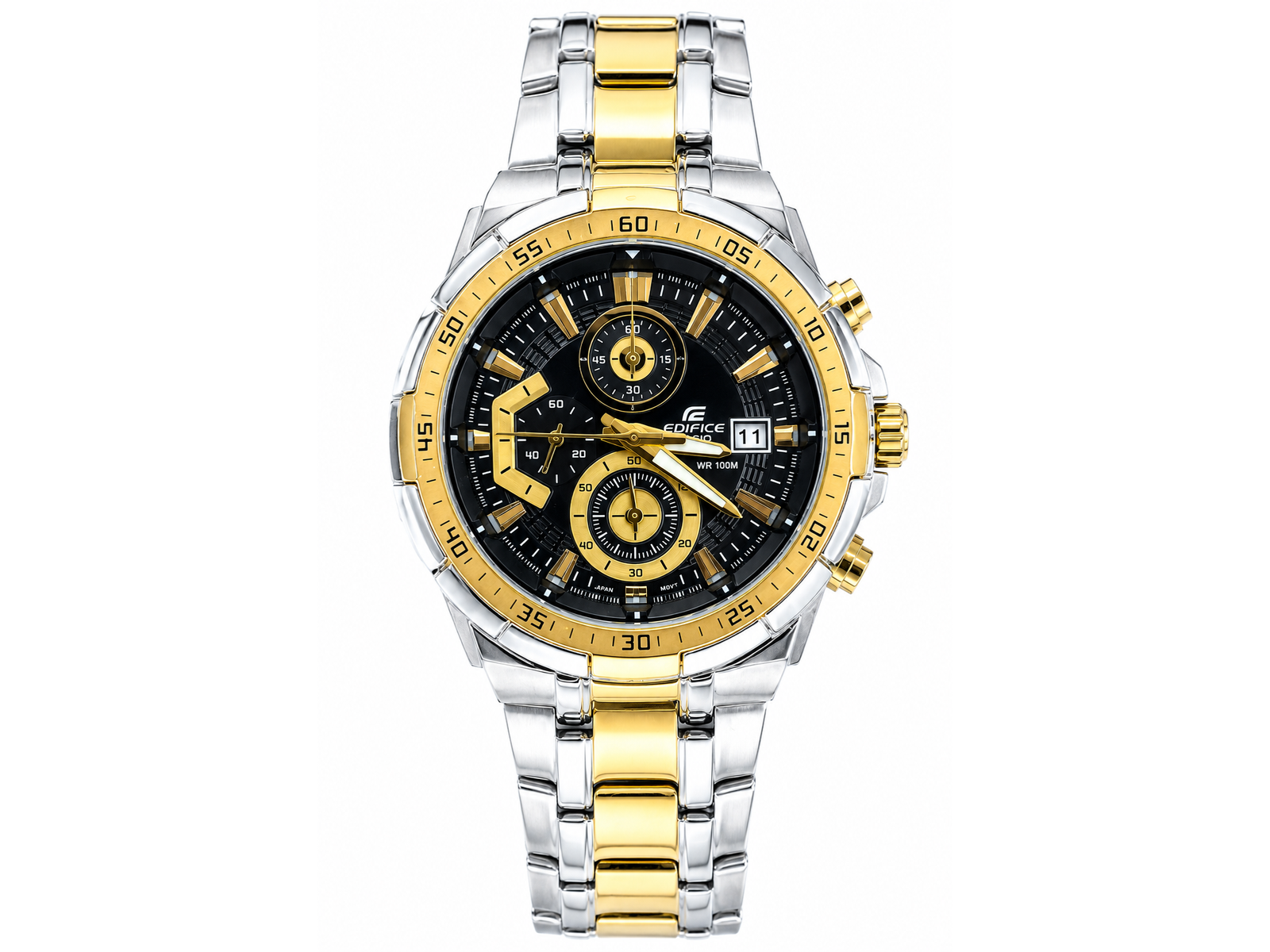 Edifice Chronograph Working Golden Silver Black Dial