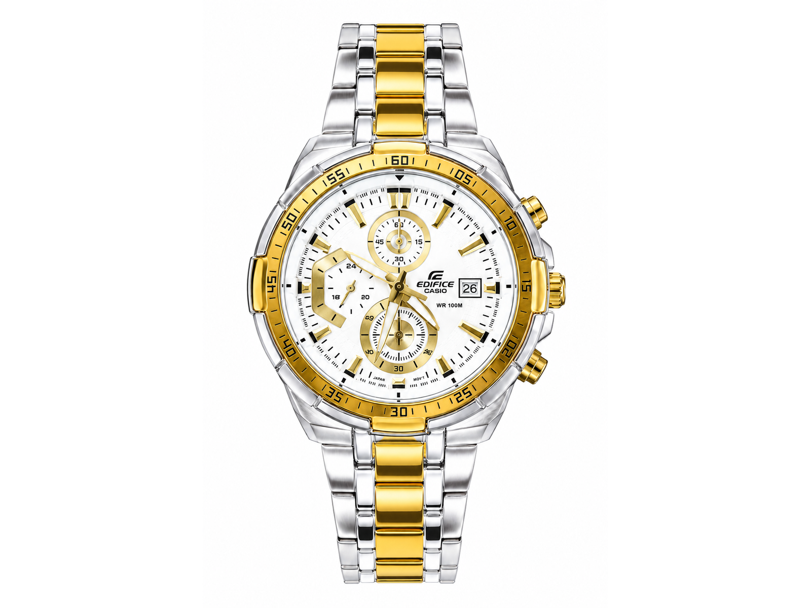 Edifice Chronograph Working Golden Silver White Dial