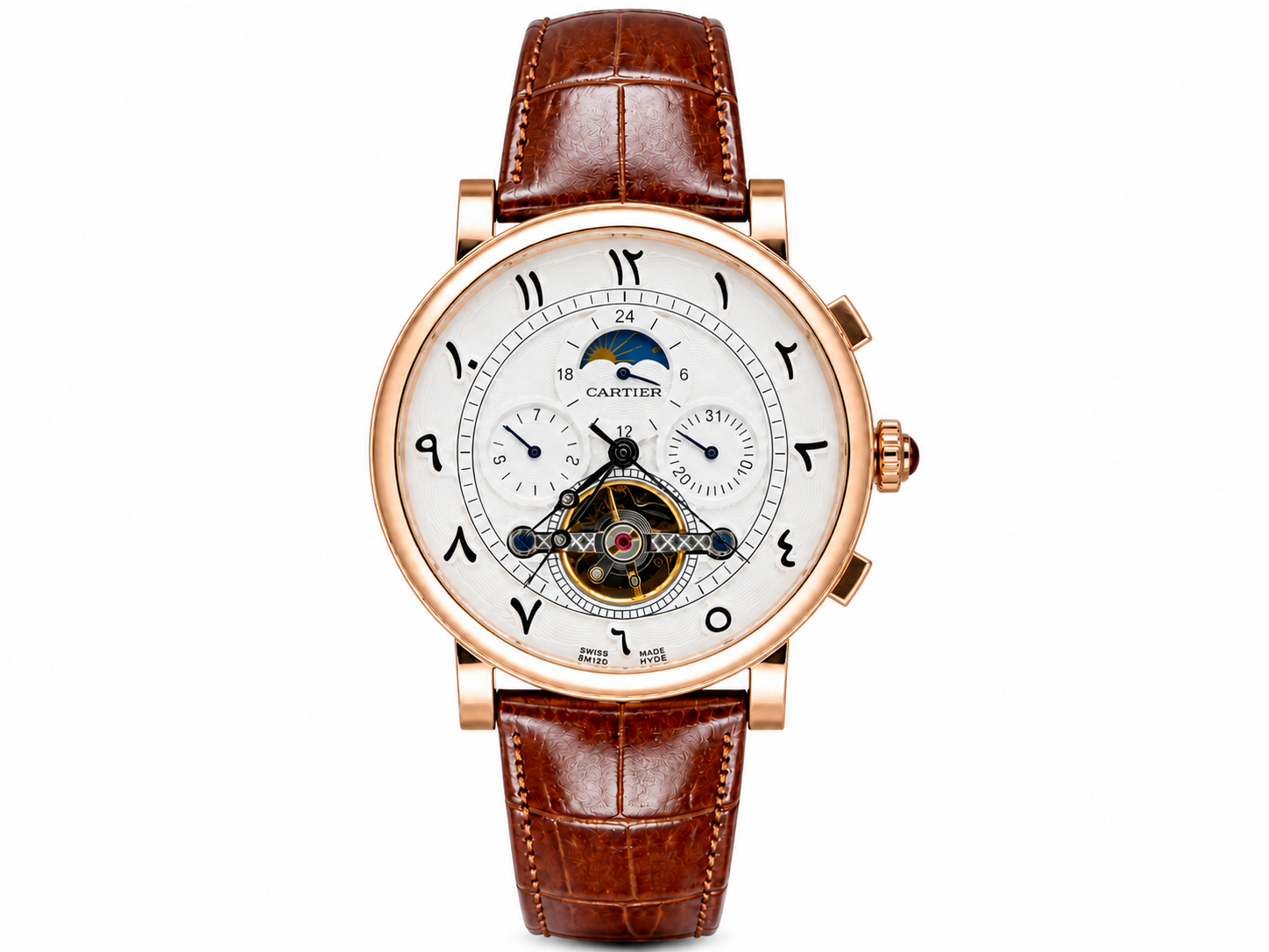 Cartier Automatic Arebic Dial Leather All Chrono Working