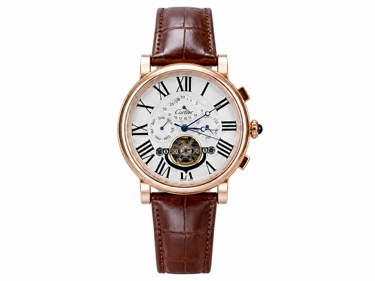 Cartier Automatic Roman Dial Leather All Chrono Working