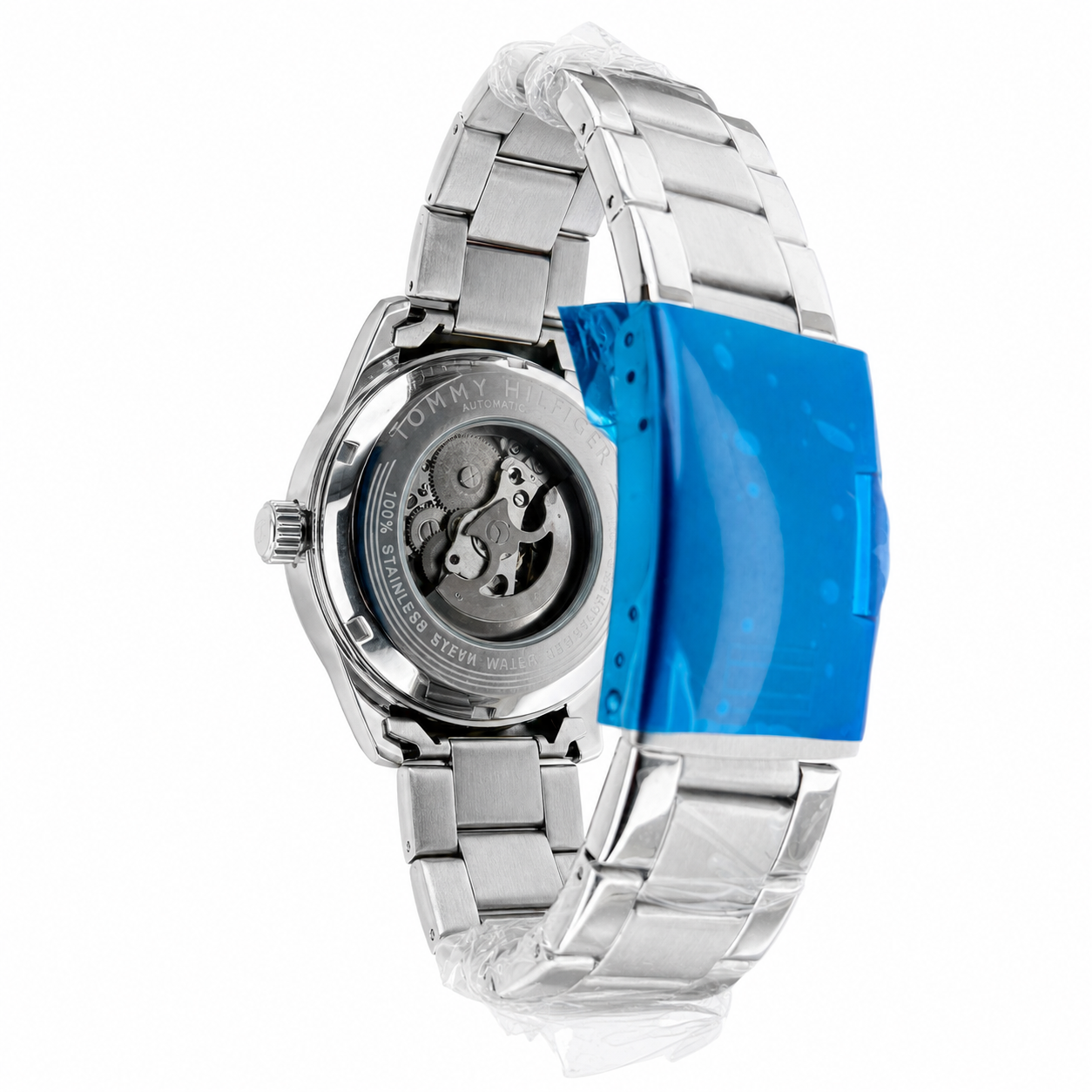 Tommyy Hilfigerr Automatic Silver Chain With Black Dial