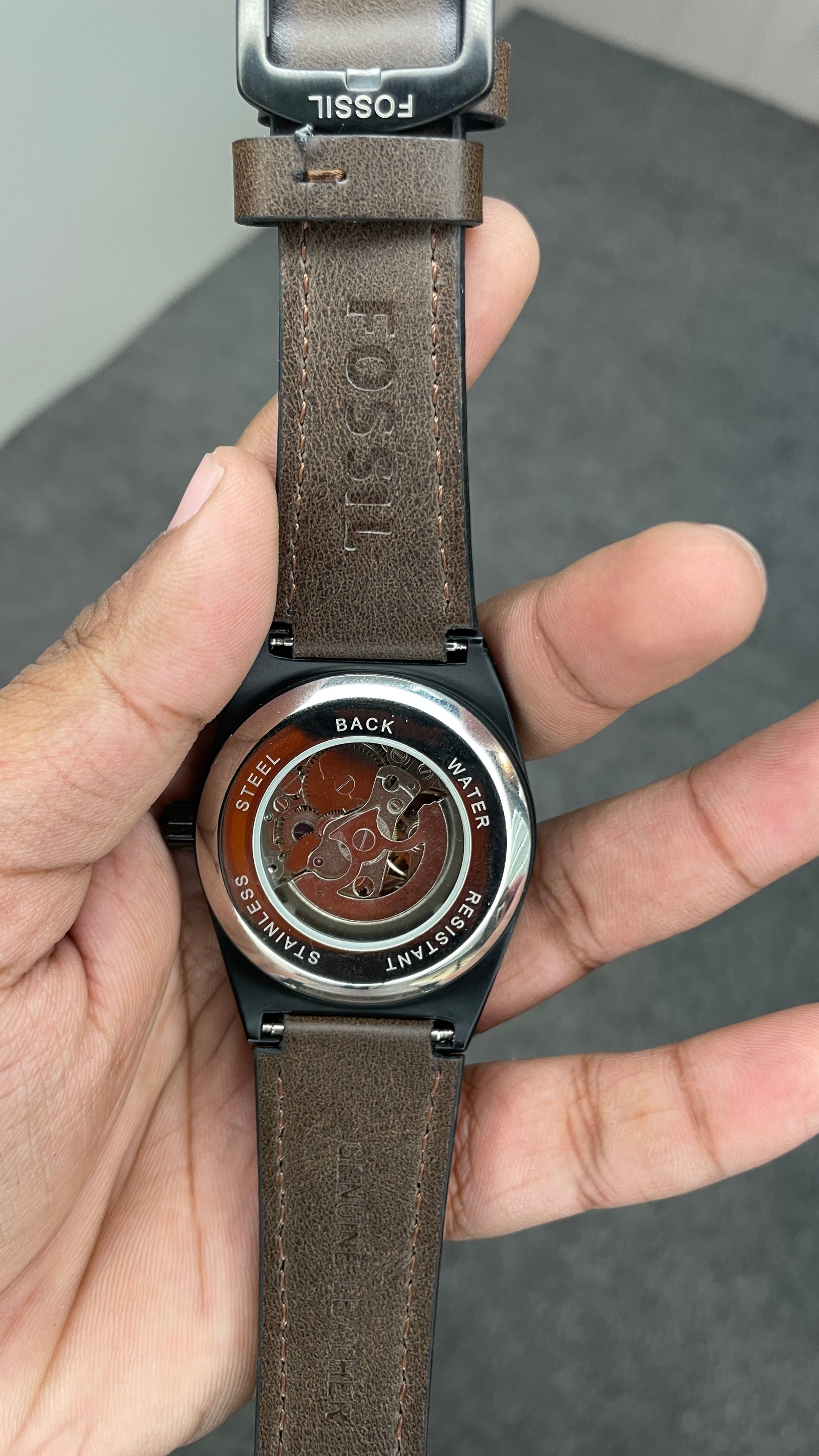 Fosssil Automatic Everett Brown Leather Black Case