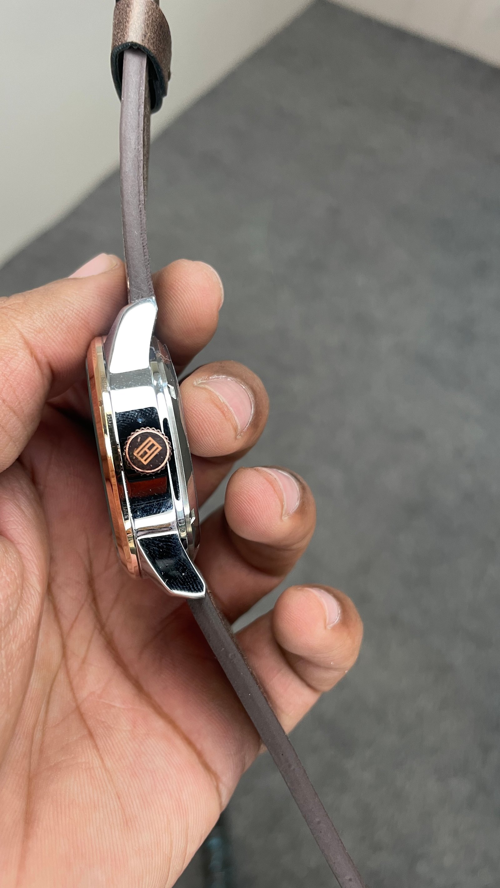 Tommy Hilfiger Automatic Leather Brown Strap Silver Rosegold Case With Black Dial