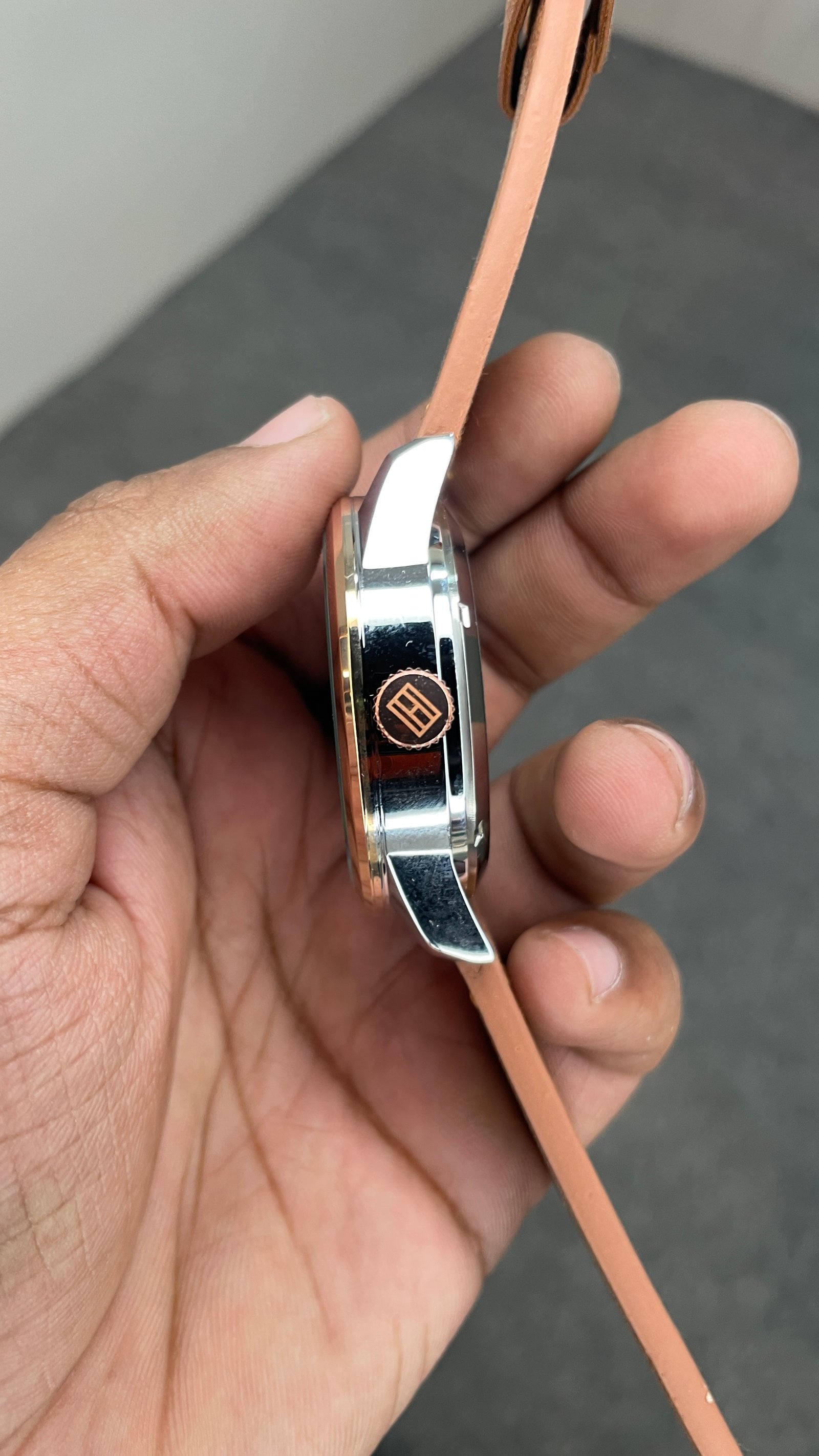 Tommy Hilfiger Automatic Leather Tan Brown Strap Silver Rosegold Case With White Dial