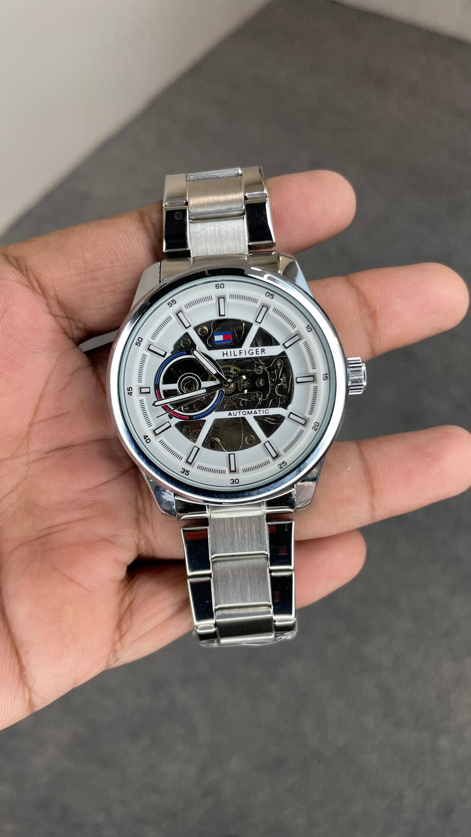 Tommy Hilfiger Automatic Silver Chain With White Dial
