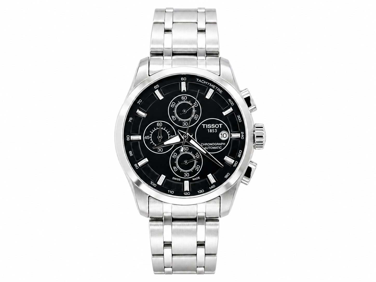 Tisssot Metal Regular Chronograph Working Silver Black Dial