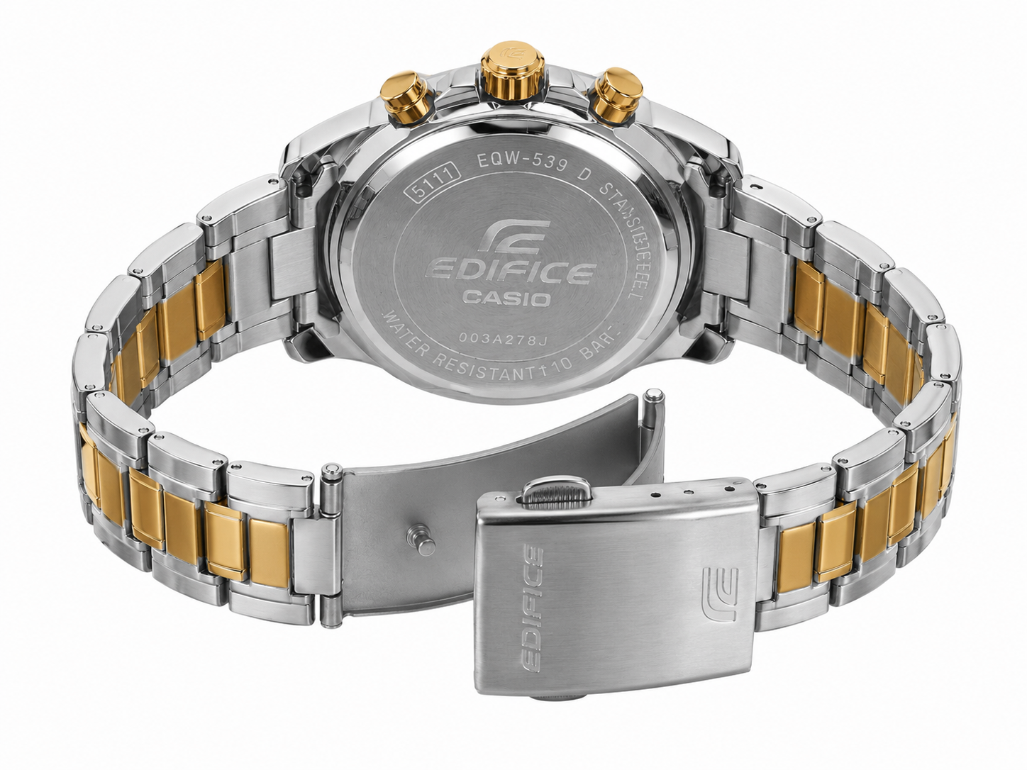 Edifice Chronograph Working Golden Silver Black Dial
