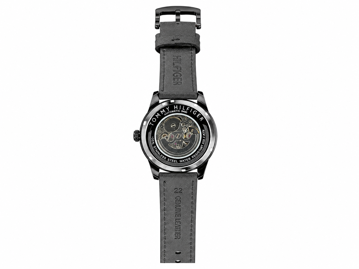 Tommy Hilfiger Automatic Leather Black Strap Black Case With Black Dial