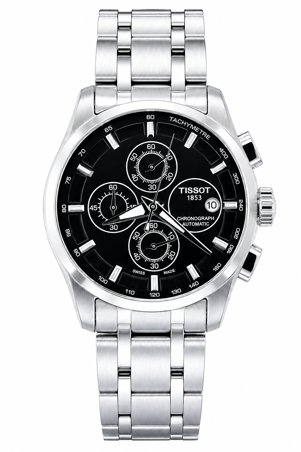 Tisssot Metal Regular Chronograph Working Silver Black Dial