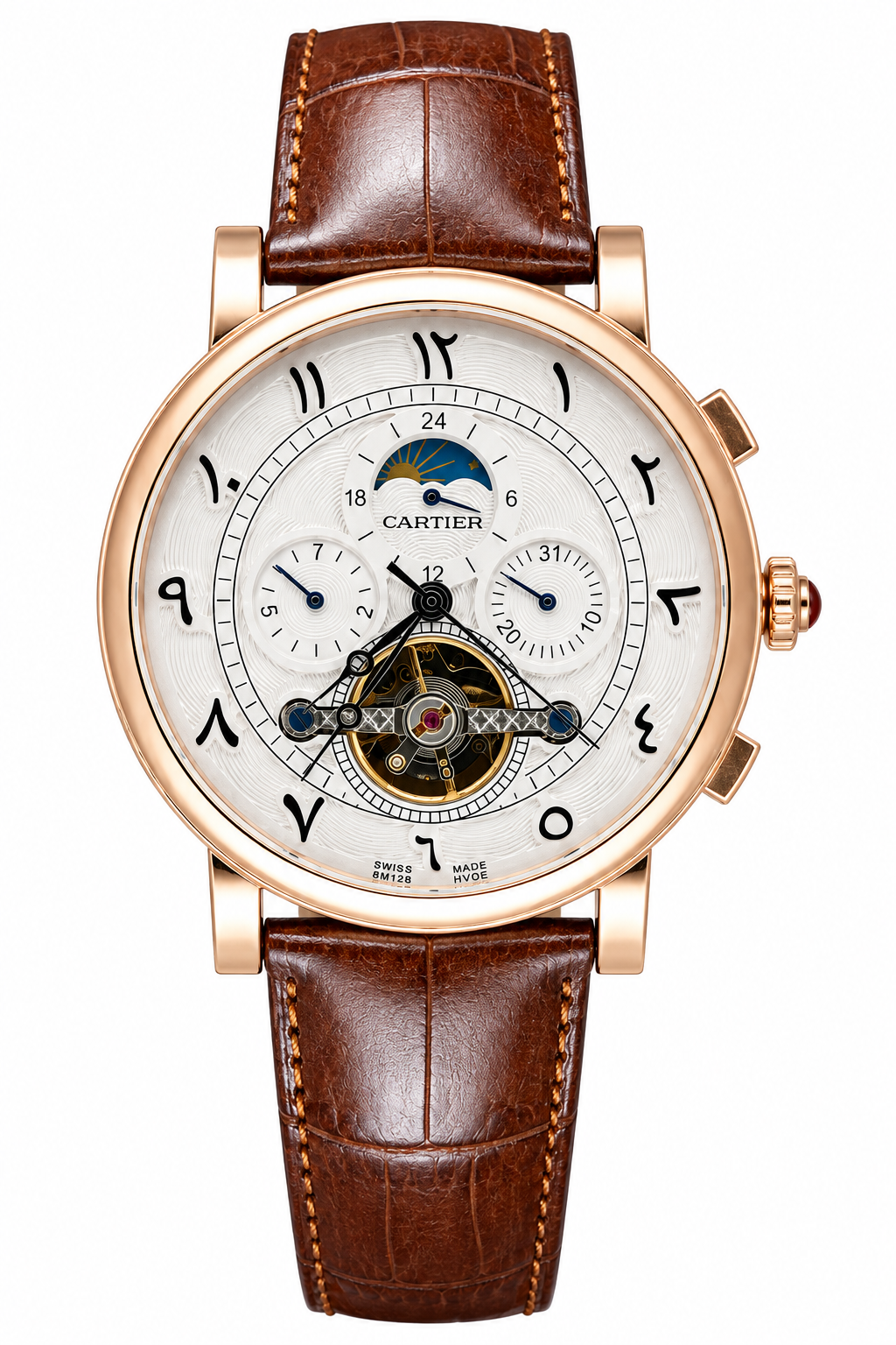 Cartier Automatic Arebic Dial Leather All Chrono Working