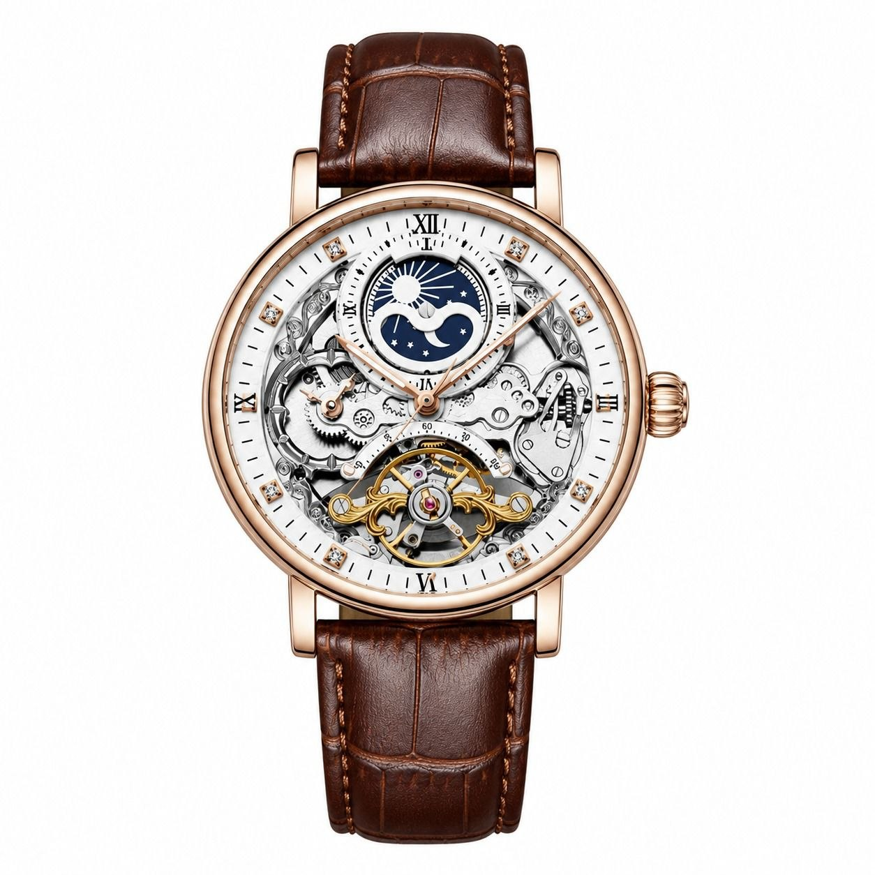 Skeleton Dial Leather Strap Automatic
